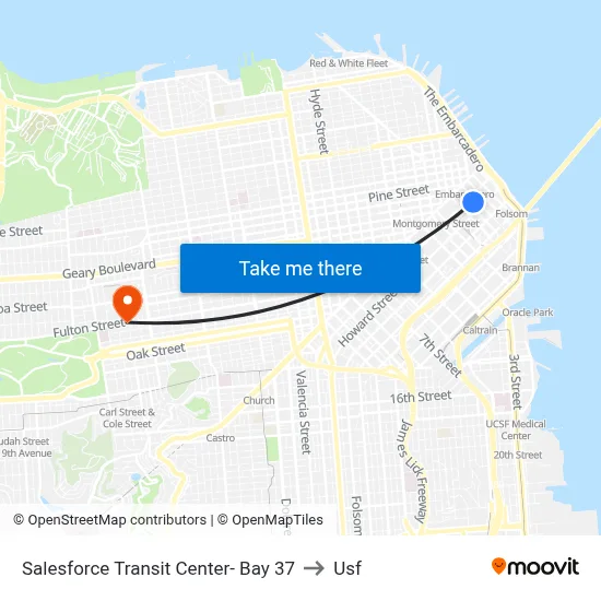 Salesforce Transit Center- Bay 37 to Usf map