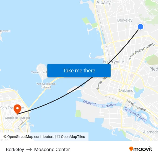 Berkeley to Moscone Center map