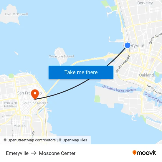 Emeryville to Moscone Center map