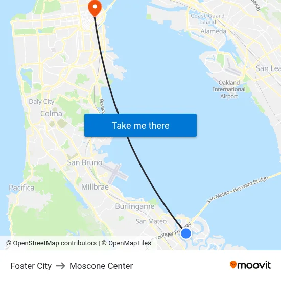 Foster City to Moscone Center map