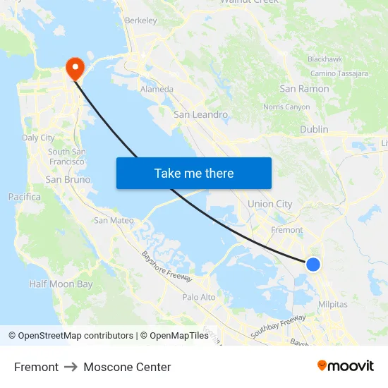Fremont to Moscone Center map