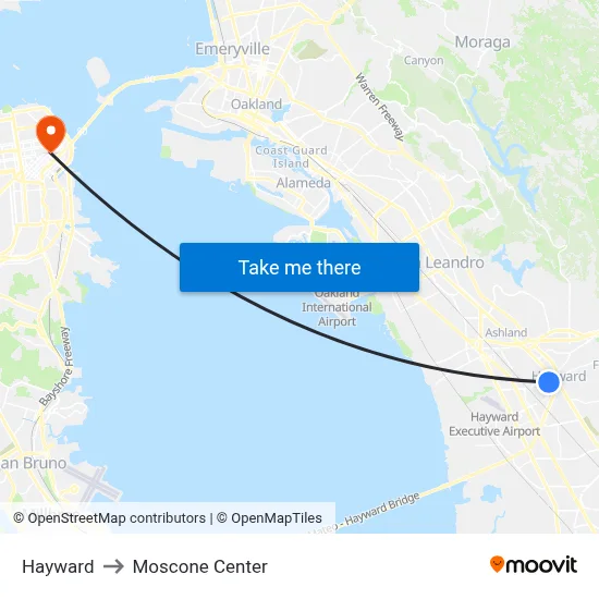 Hayward to Moscone Center map