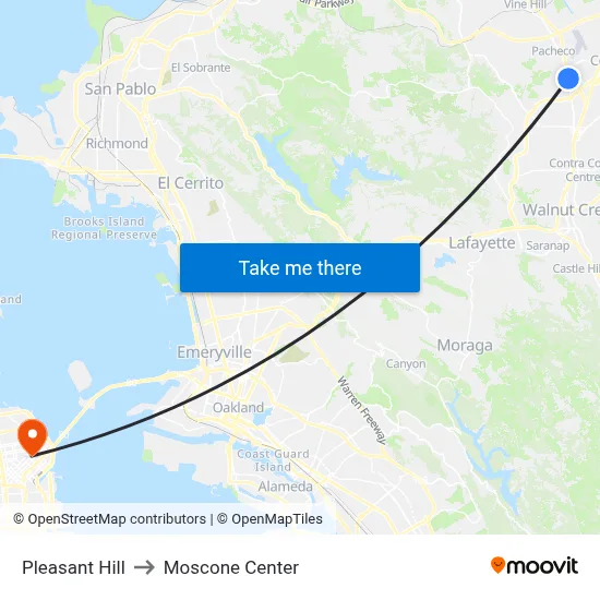 Pleasant Hill to Moscone Center map