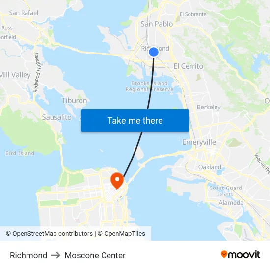 Richmond to Moscone Center map