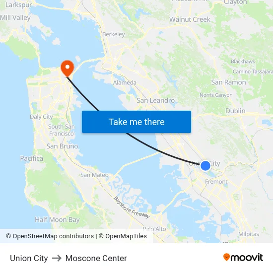 Union City to Moscone Center map