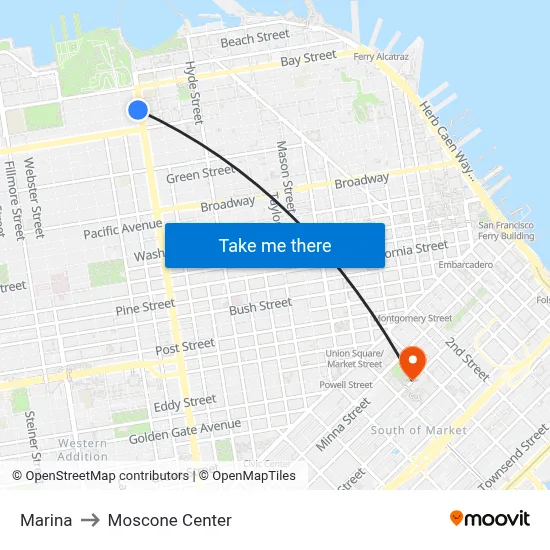 Marina to Moscone Center map