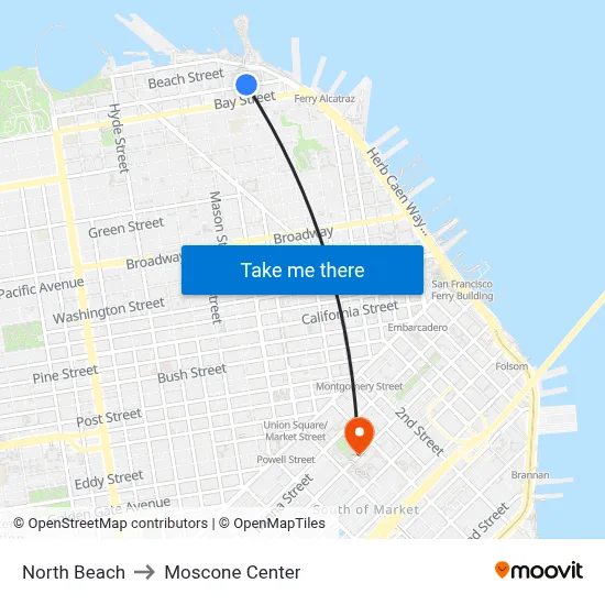 North Beach to Moscone Center map