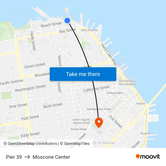 Pier 39 to Moscone Center map