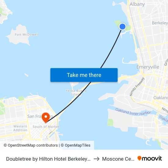 Doubletree by Hilton Hotel Berkeley Marina to Moscone Center map