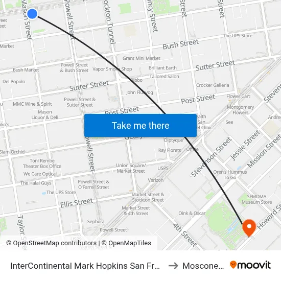 InterContinental Mark Hopkins San Francisco an IHG Hotel to Moscone Center map