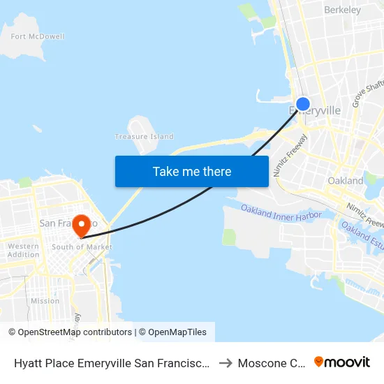 Hyatt Place Emeryville San Francisco Bay Area to Moscone Center map