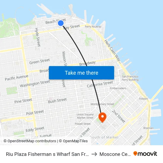 Riu Plaza Fisherman s Wharf San Francisco to Moscone Center map