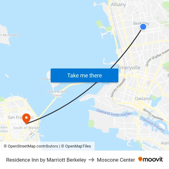 Residence Inn by Marriott Berkeley to Moscone Center map