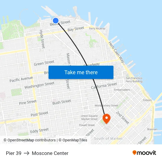 Pier 39 to Moscone Center map