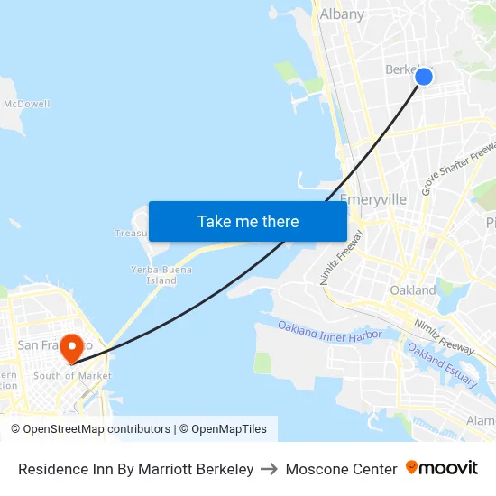Residence Inn By Marriott Berkeley to Moscone Center map
