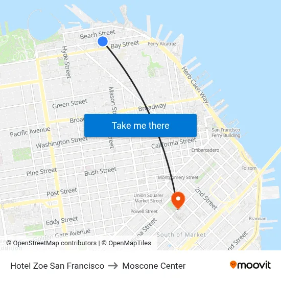 Hotel Zoe San Francisco to Moscone Center map