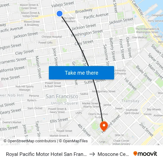 Royal Pacific Motor Hotel San Francisco to Moscone Center map