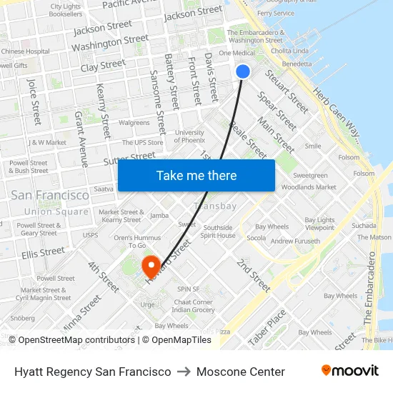 Hyatt Regency San Francisco to Moscone Center map