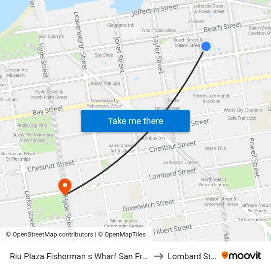 Riu Plaza Fisherman s Wharf San Francisco to Lombard Street map