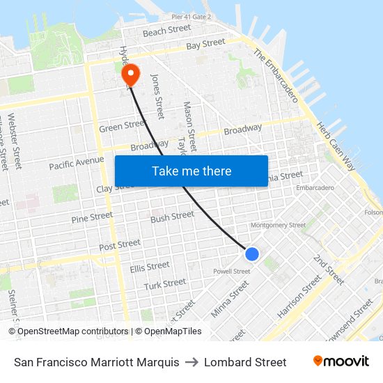 San Francisco Marriott Marquis to Lombard Street map