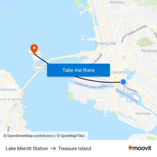 Lake Merritt Station to Treasure Island map