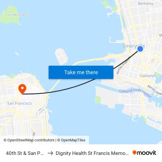 40th St & San Pablo Av to Dignity Health St Francis Memorial Hospital map