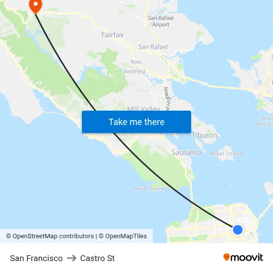 San Francisco to Castro St map
