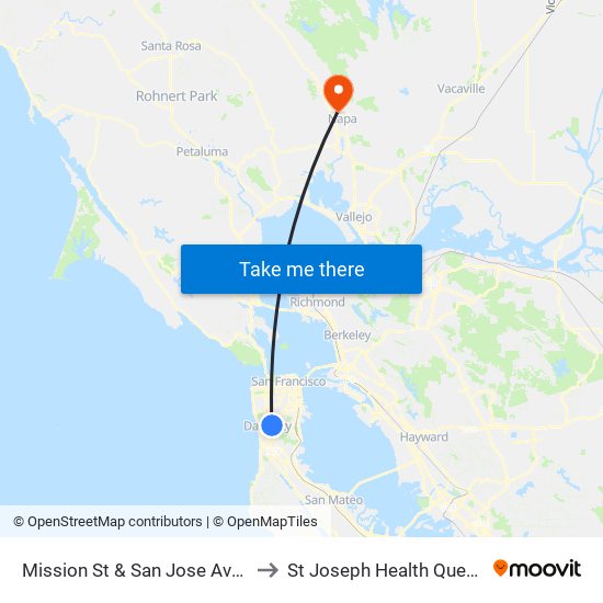 Mission St & San Jose Ave/Wellington Ave to St Joseph Health Queen of the Valley map