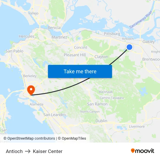 Antioch to Kaiser Center map