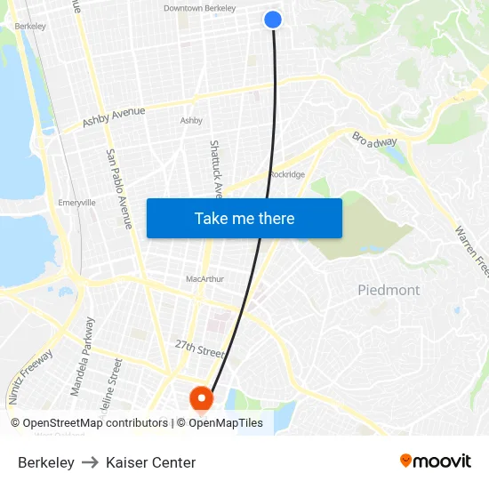 Berkeley to Kaiser Center map