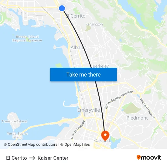 El Cerrito to Kaiser Center map