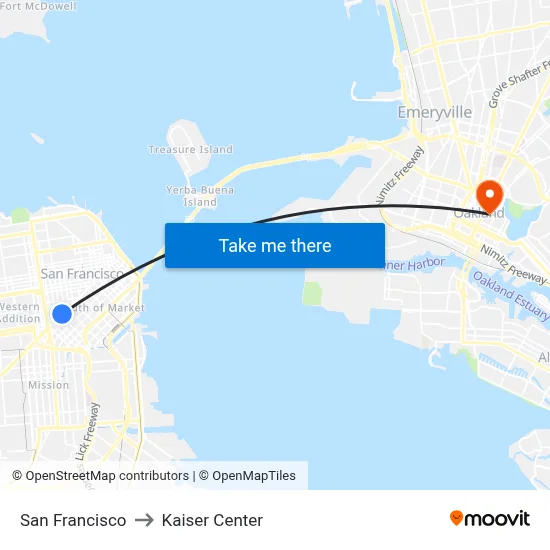 San Francisco to Kaiser Center map