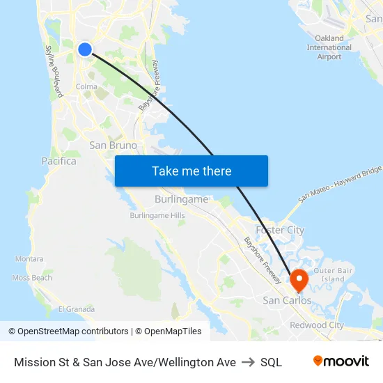 Mission St & San Jose Ave/Wellington Ave to SQL map
