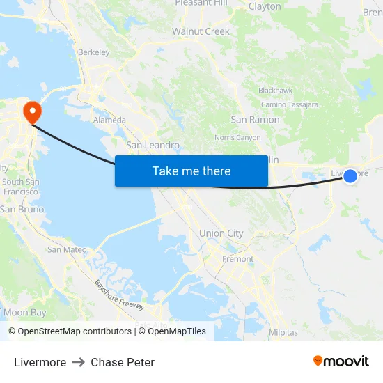 Livermore to Chase Peter map