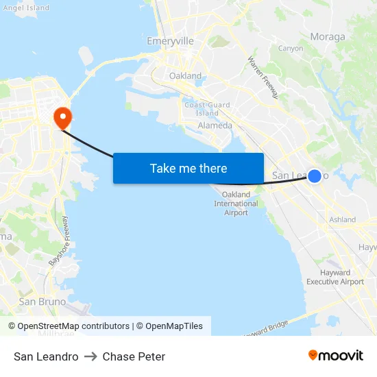 San Leandro to Chase Peter map