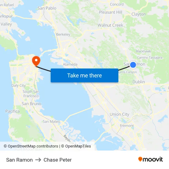 San Ramon to Chase Peter map