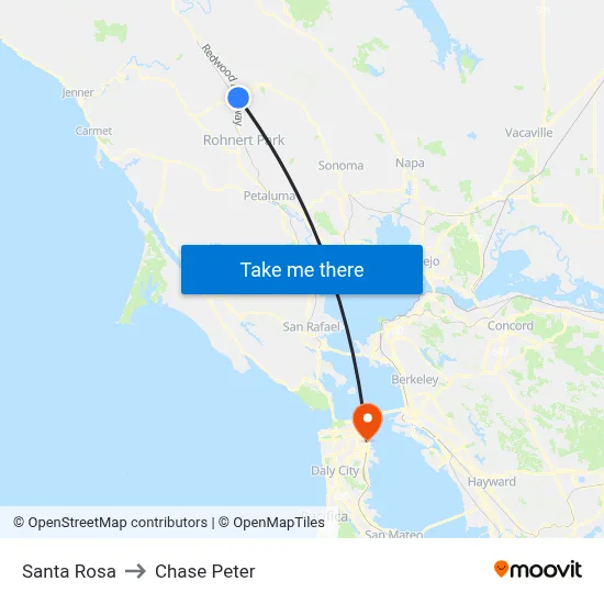 Santa Rosa to Chase Peter map