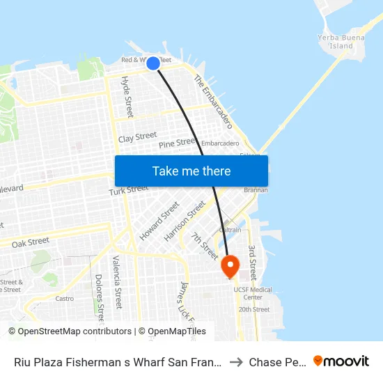 Riu Plaza Fisherman s Wharf San Francisco to Chase Peter map