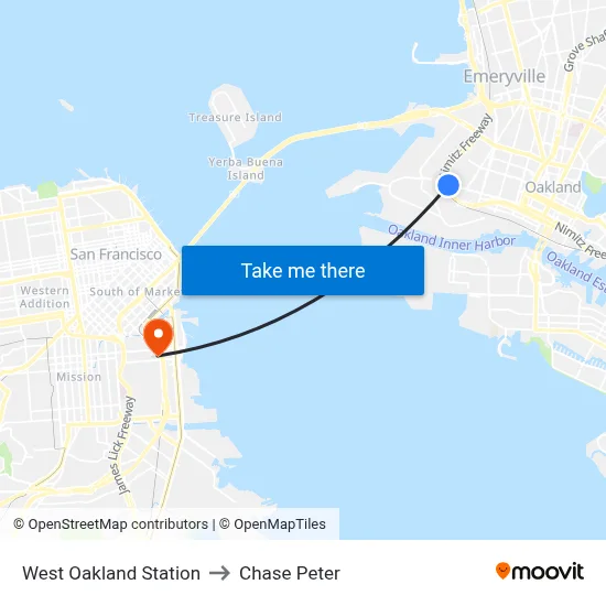 West Oakland Station to Chase Peter map