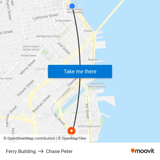 Ferry Building to Chase Peter map