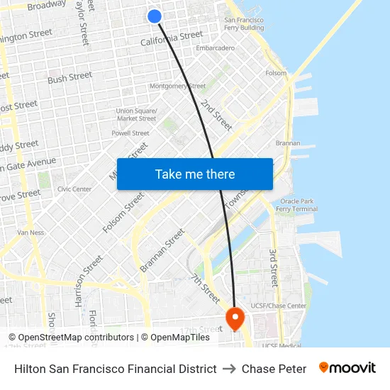 Hilton San Francisco Financial District to Chase Peter map