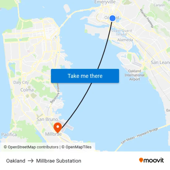 Oakland to Millbrae Substation map