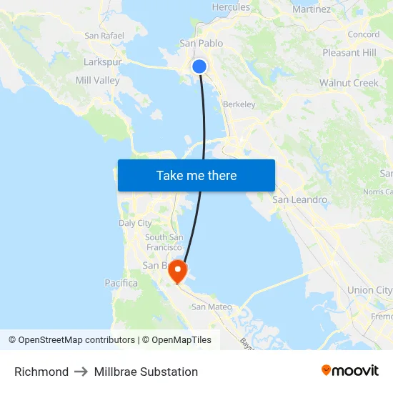 Richmond to Millbrae Substation map
