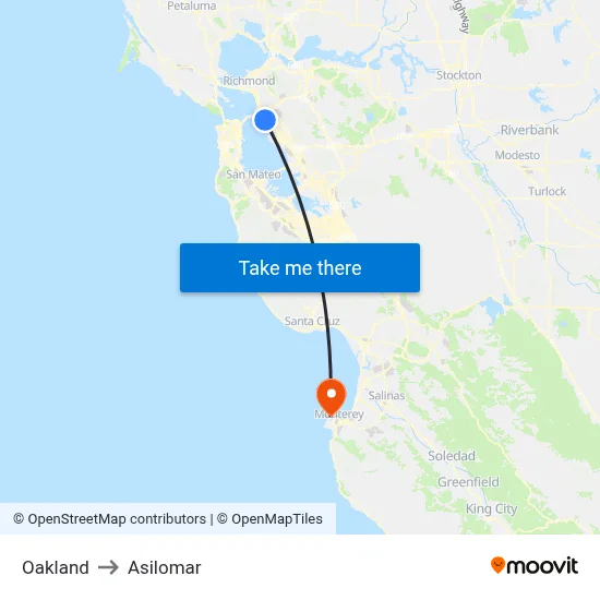 Oakland to Asilomar map
