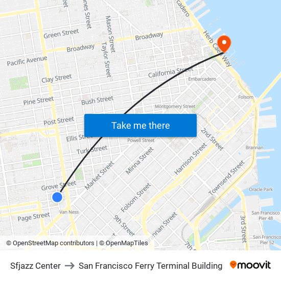 Sfjazz Center to San Francisco Ferry Terminal Building map