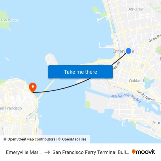 Emeryville Market to San Francisco Ferry Terminal Building map