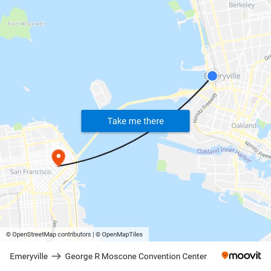 Emeryville to George R Moscone Convention Center map