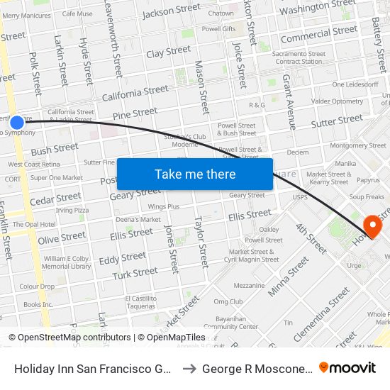 Holiday Inn San Francisco Golden Gateway an IHG Hotel to George R Moscone Convention Center map