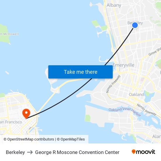 Berkeley to George R Moscone Convention Center map