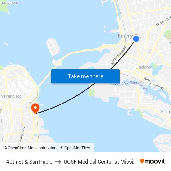 40th St & San Pablo Av to UCSF Medical Center at Mission Bay map